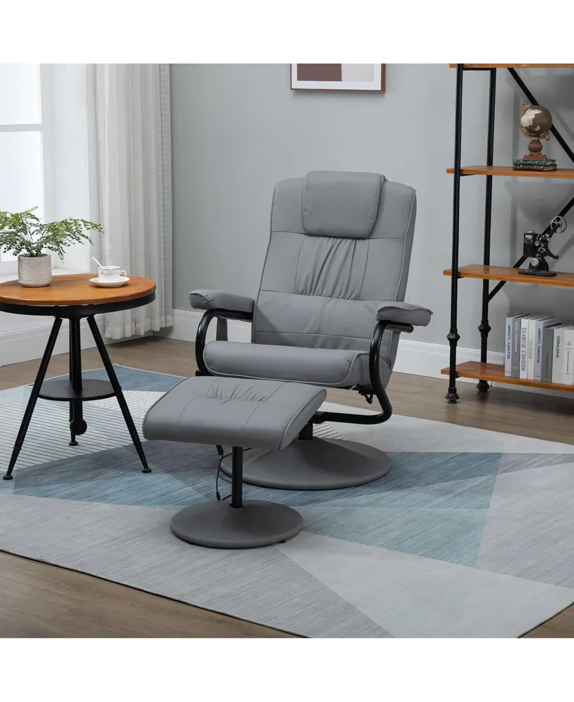 Homcom Vibration Massage Recliner Chair with Ottoman, Gray