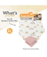 BooginHead Baby Cotton Baby Bandana Teething Bib 2-Pack, Pink Rainbows