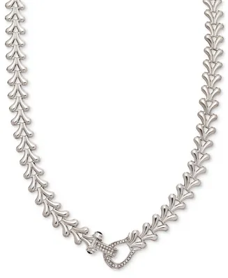 Diamond Horseshoe Heart Link 18" Collar Necklace (1/4 ct. t.w.) in Sterling Silver