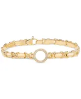 Diamond Circle Stampato Link Bracelet (1/6 ct. t.w.) in 14k Gold-Plated Sterling Silver - Gold