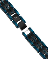 Blackjack Men's Watch Link Bracelet Blue and Black Ion-Plated Stainless Steel