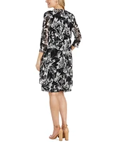 R & M Richards Necklace Dress Printed Jacket