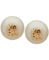 Karl Lagerfeld Paris Women's Imitation-Pearl Logo Stud Earrings