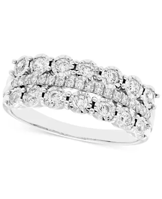 Diamond Three Row Anniversary Band (1/2 ct. t.w.) 14k White Gold or