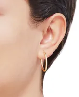 Polished Oval Tube Hoop Earrings in 10k Gold, 1 inch