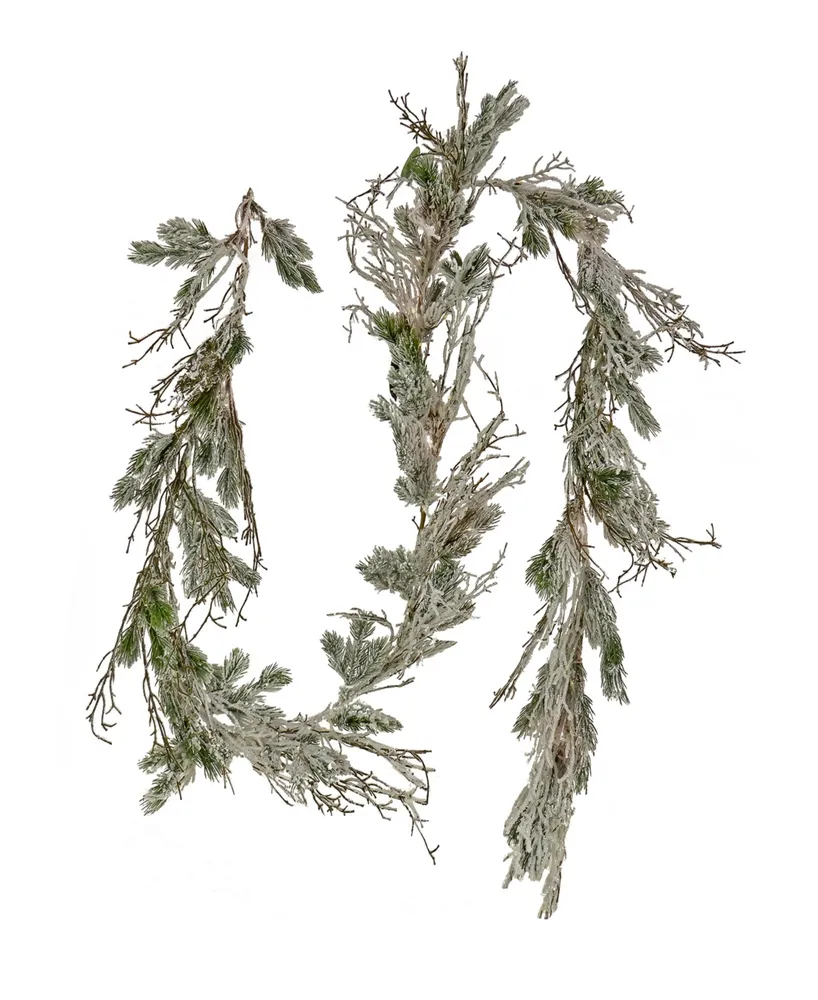 National Tree Company, 9' Christmas Trimmed Snowy Twig Garland, 200 Warm Led Rice Lights-Battery Operated with Remote Control