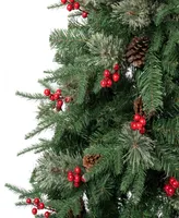 National Tree Company 6' Feel-Real Virginia Pine Mixed Hinged Tree, 60 Berries 60 Pinecones