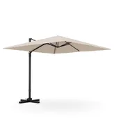 Costway Patio 9.5FT Square Cantilever Offset Hanging Umbrella 2-Tier 360° Outdoor