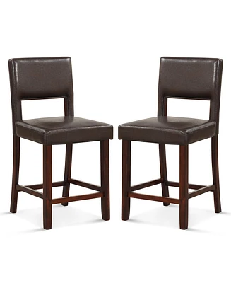 Set of 2 Upholstered Bar Stools 24.5'' Dining Chairs with Back