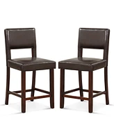 Set of 2 Upholstered Bar Stools 24.5'' Dining Chairs with Back