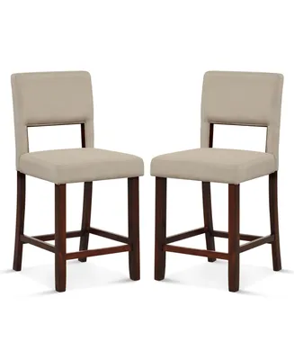 Costway Set of 2 Upholstered Bar Stools 24.5'' Dining Chairs with Back