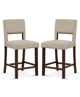 Costway Set of 2 Upholstered Pvc Leather Bar Stools 24.5'' Dining Chairs with Back