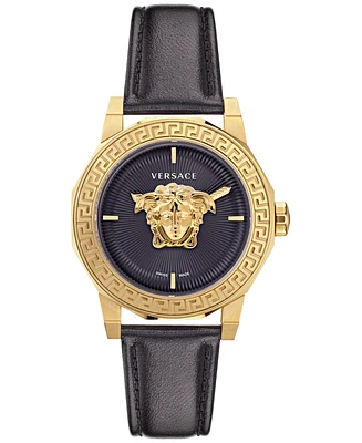 Versace Women's Swiss Medusa Deco Black Leather Strap Watch 38mm