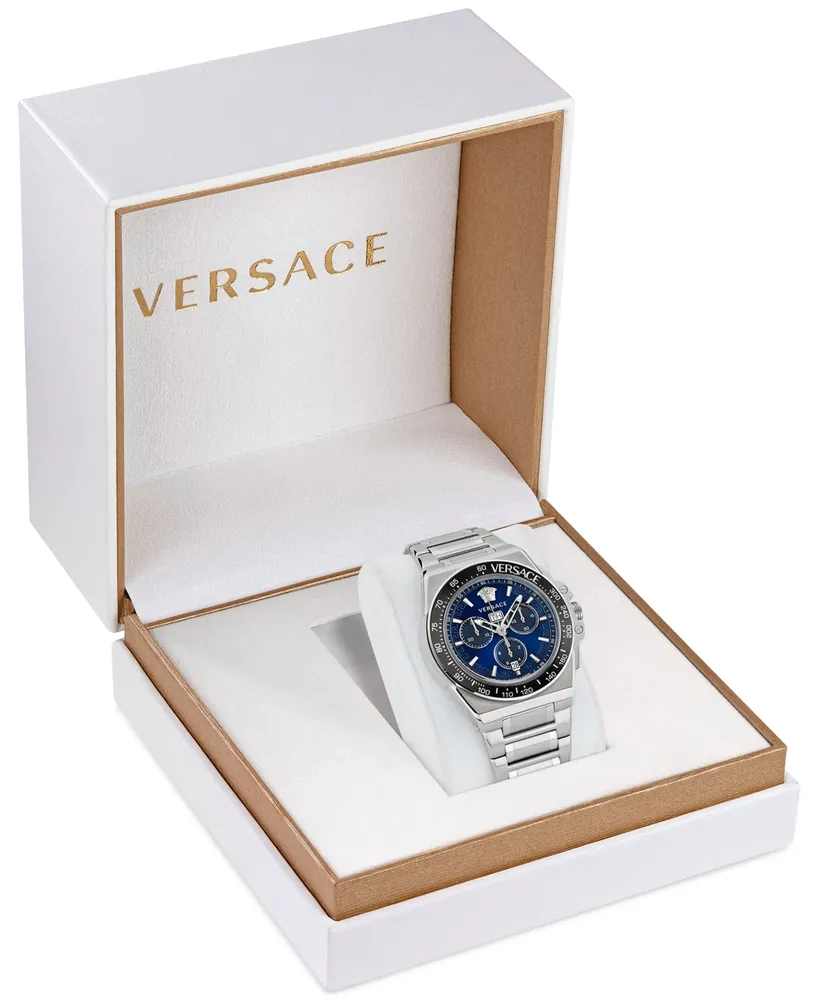 Versace Men's Swiss Chronograph Greca Extreme Stainless Steel Bracelet Watch 45mm