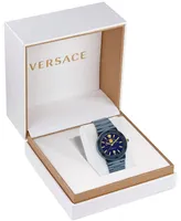 Versace Women's Swiss Greca Logo Blue Ion Plated Stainless Steel Bracelet Watch 38mm