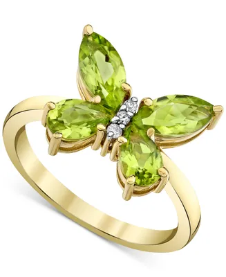 Peridot (2 ct. t.w.) & Diamond Accent Butterfly Ring in 10k Gold