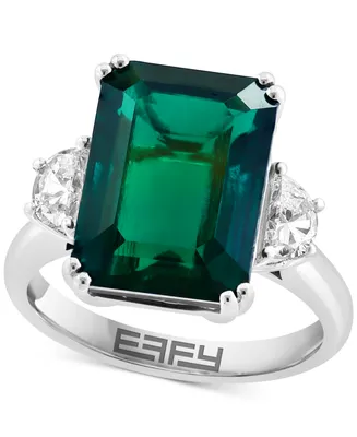 Effy Lab Grown Emerald (5-5/8 ct. t.w.) & Lab Grown Diamond (1/2 ct. t.w.) Ring in 14k White Gold