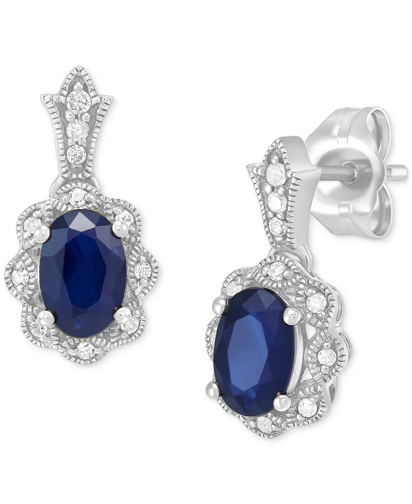 Sapphire (1-1/3 ct. t.w.) & Diamond Drop Earrings in 14k White Gold