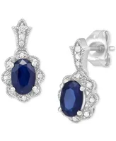 Sapphire (1-1/3 ct. t.w.) & Diamond Drop Earrings in 14k White Gold