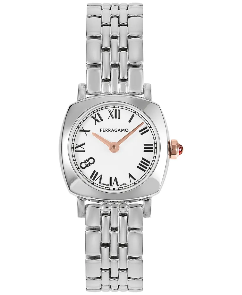 Salvatore Ferragamo Women's Swiss Silver-Tone Stainless Steel Bracelet Watch 23mm