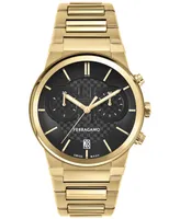 Salvatore Ferragamo Men's Swiss Chronograph Gold-Tone Stainless Steel Bracelet Watch 41mm