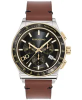 Salvatore Ferragamo Men's 1927 Swiss Chronograph Brown Leather Strap Watch 42mm