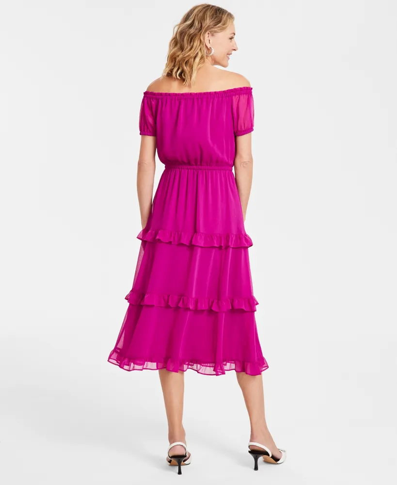 I.n.c. International Concepts Women's Off-The-Shoulder Tiered-Ruffle Dress, Created for Macy's