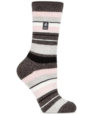 Heat Holders Women's Lite Peony Multi Stripe Crew Socks