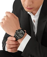 Philipp Plein Men's Automatic The Keleton Black Silicone Strap Watch 44mm
