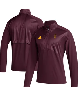 Men's adidas Maroon Arizona State Sun Devils Sideline Aeroready Raglan Sleeve Quarter-Zip Jacket