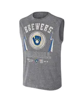 Men's Darius Rucker Collection by Fanatics Charcoal Milwaukee Brewers Muscle Tank Top