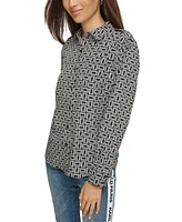 Karl Lagerfeld Paris Women's Monogram Printed Utility Shirt