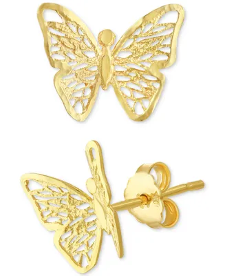 Filigree Openwork Butterfly Stud Earrings in 10k Gold