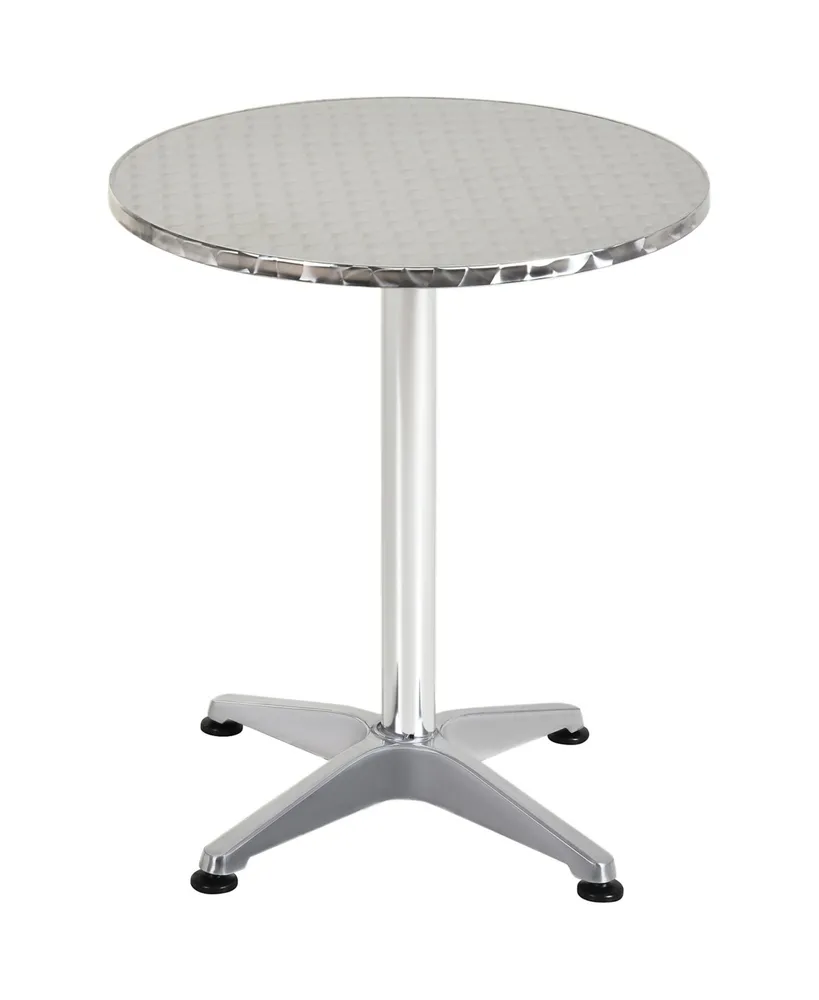 Homcom Modern Round Bar Table Convertible Bistro Pub Counter Aluminum Indoor