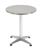 Homcom Modern Round Bar Table Convertible Bistro Pub Counter Aluminum Indoor