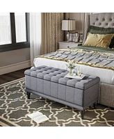 Homcom Lift Top Fabric Storage Shoe Bench Ottoman Stool Tufted Home Furniture