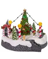 Kurt Adler 7" Battery-Operated Musical Led Ice Rink with Tree Table Piece