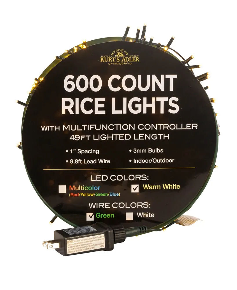 Kurt Adler 600-Light 49' Warm Led Rice Light Set