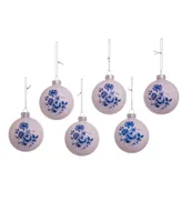 Kurt Adler 80mm Delft Shiny Glass Ball Ornaments, 6-Piece Set