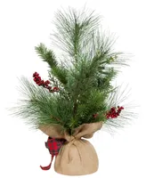 Kurt Adler 18" Berries and Plaid Ribbon Tree