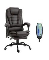 Vinsetto 7-Point Vibrating Massage Office Chair High Back Executive Recliner with Lumbar Support, Footrest, Reclining Back, Adjustable Height