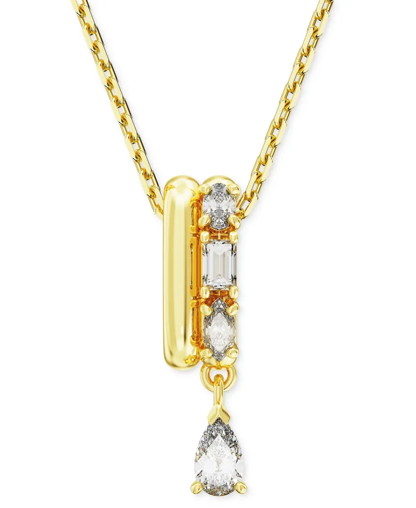 Swarovski Gold-Tone Crystal & Polished Bar Pendant Necklace, 15" + 2" extender