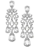 Swarovski Silver-Tone Crystal Multi-Cut Clip-On Drop Earrings