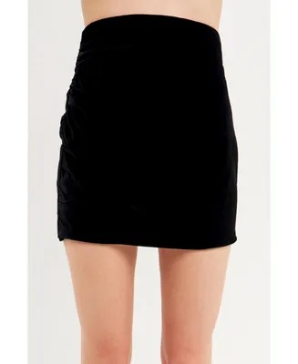 Women's Velvet Ruched Mini Skirt