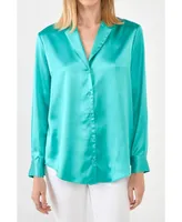 endless rose Women's Classic Satin Over Shirt