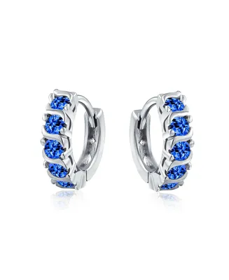 Bling Jewelry Round Solitaire Cubic Zirconia Aaa Cz S-Style Wave Kpop Huggie Hoop Earrings For Women .925 Sterling Silver More Colors