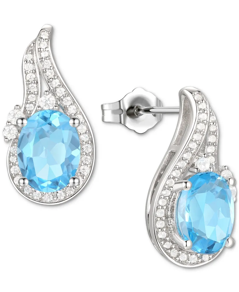 Amethyst (2-1/20 ct. t.w.) & Lab-Grown White Sapphire (3/8 Swirl Stud Earrings 14k Gold