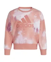 adidas Big Girls Long Sleeve Printed Crewneck Fleece Pullover