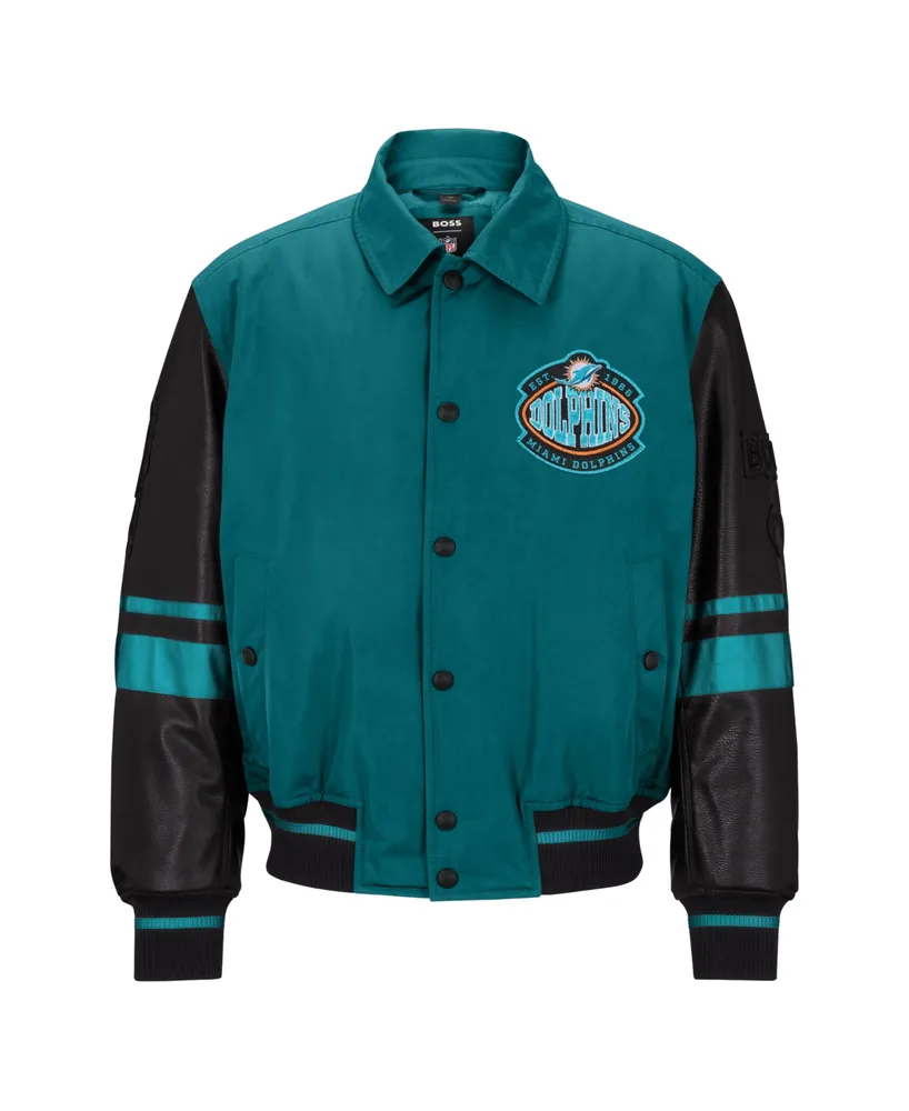 Boss by Hugo Men's x Nfl Dolphins Water-Repellent Bomber Jacket