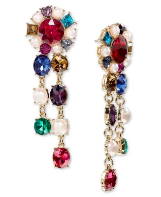 On 34th Gold-Tone Multicolor Stone Drop Earrings, Created for Macy's